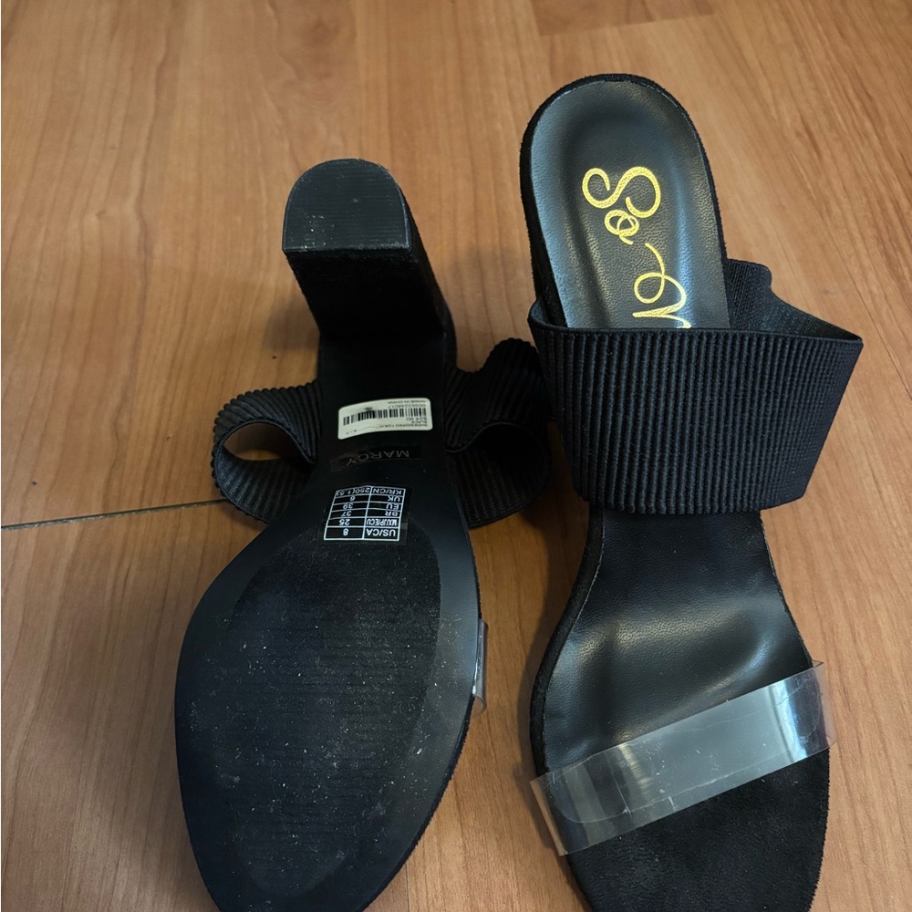 So Me Black and Clear Heeled Sandals